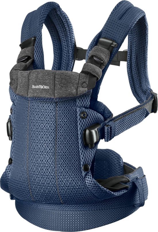 BabyBjörn Draagzak Harmony - 3D Mesh - Marineblauw - Buikdrager - Rugdrager – Ergonomisch – Zachte details