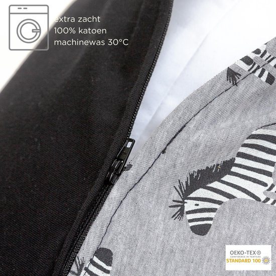 Snoozzz Voedingskussen Zwangerschapskussen Zijslaapkussen Premium kwaliteit - 185 cm - microparel vulling - luxe draagtas - Zachte velours met katoen - Zebra