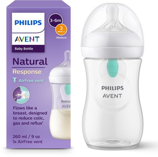 Philips Avent Natural Response babyfles 260ml – Flow 3 - Anti-koliek- 1 fles - SCY673/01