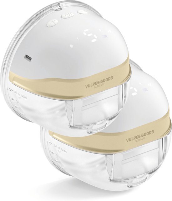Vulpes Goods® BabyCare - Handsfree Borstkolf - Elektrische Draadloze Borstkolf – Dubbele Borstkolf - Draagbaar & Handsfree - BPA vrij - Met 60 Moedermelk bewaarzakjes, Reistas, Tepelmaat meter & Borstschildverkleiners - PRO versie