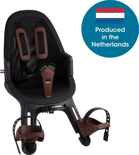 Qibbel Air Fietsstoeltje Voor - Zwart-Bruin - Stuurpenbevestiging - Voorzitje - Fietszitje - Stuur