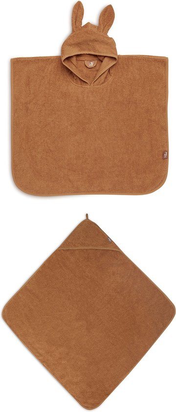 Jollein Badstof Set - Badcape & Badponcho - Caramel - Geschikt van 0-4 jaar