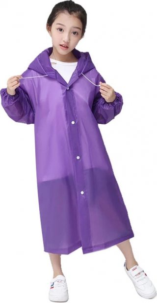 Kinder Regenjas - Paars | EVA Capuchon Poncho | Lichtgewicht / Waterdicht | Fashion Favorite