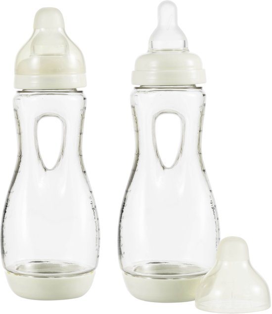 Difrax Handgreep Babyfles - 240 ml - 2 Stuks - Crème