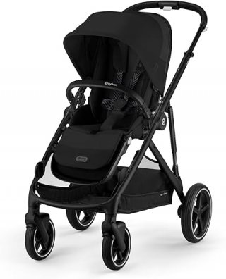CYBEX Gold GAZELLE S kinderwagen, vanaf de geboorte tot ca. 4 jaar, max. 22 kg (enkele modus) / 2 x 22 kg (duo-modus), all-in-1 systeem met 20+ configuraties, maanzwart