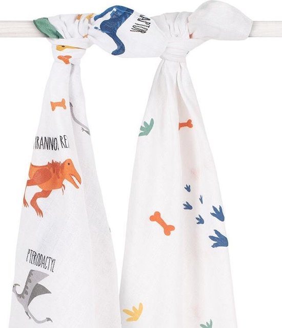 Jollein Hydrofiel Multidoek 115x115cm - Dinosaur - 2 Stuks