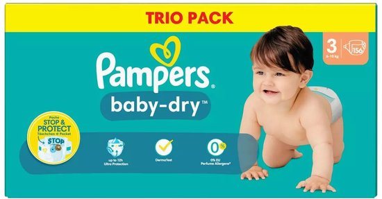 Pampers Baby-Dry luiers - Maat 3 (6-10kg) - 156 luiers