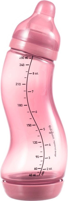 Difrax Natural S-babyfles - 250 ml - Anti Koliek - Roze - 1 Stuk