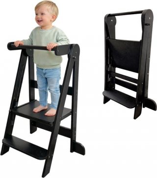 Dastium Kids - Leertoren - Leertoren Opbouwbaar - Keukenhulp - Keukentoren - Leertoren Inklapbaar - Learning Tower - Zwart