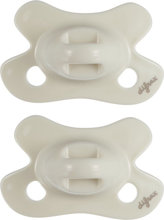 Difrax Dental Fopspeen Newborn - Cremewit - 2 Stuks, Siliconen Orthodontische Speen