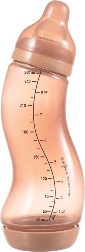 Difrax Natural S-babyfles - 250 ml - Anti Koliek - Oranje - 1 Stuk