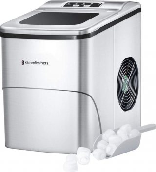 KitchenBrothers – 2L - Ijsblokjesmachine - 12kg/24 uur - IJsschep - IJsblokjesmaker - Zelfreinigingsfunctie - Zilver