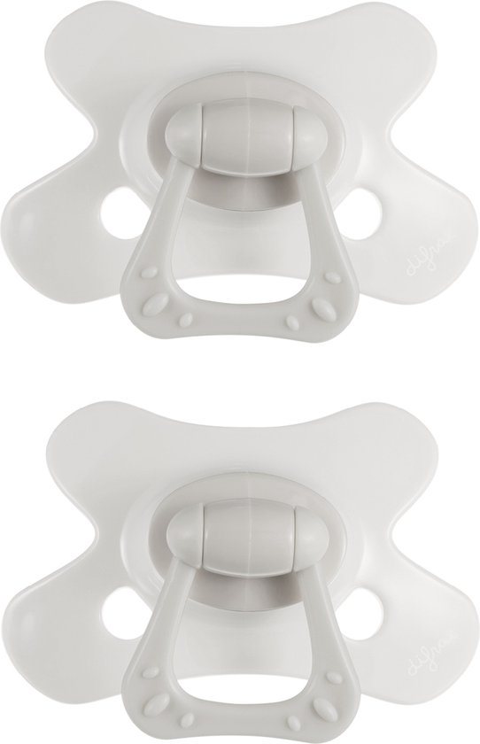 Difrax Natural Fopspeen - 6 tot 12 Maanden - Lichtgrijs - 2 Stuks