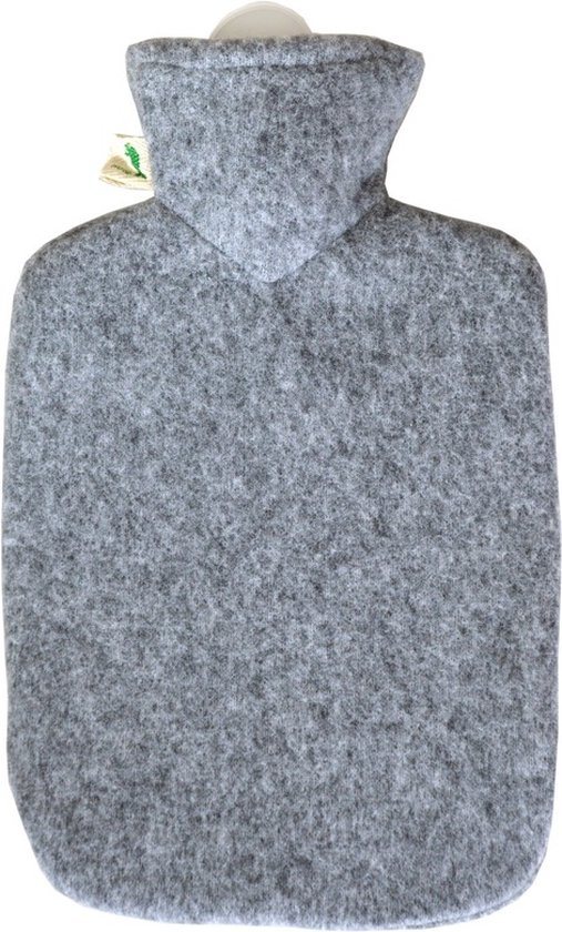 Warm water kruik met viltlook hoes - grijs - 2 liter - viltlook
