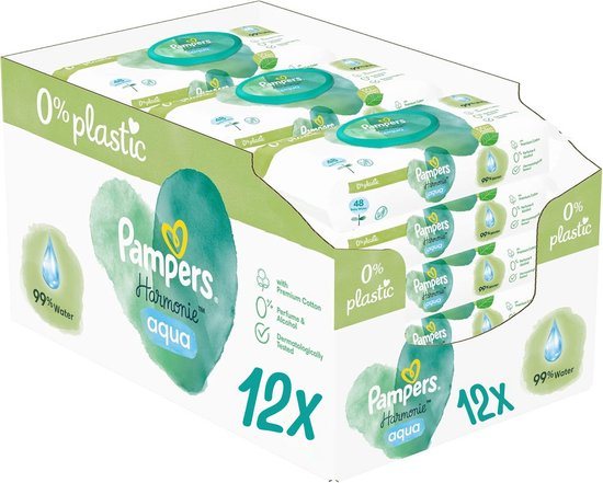 Pampers Harmonie Aqua Billendoekjes - 576 doekjes - 12 x 48