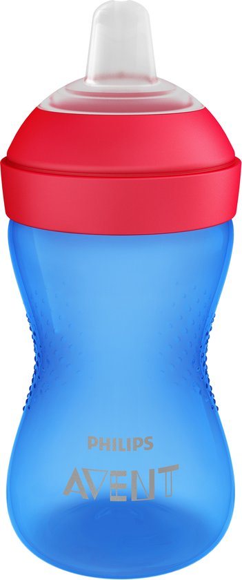 Philips Avent Zachte Bijtbestendige Tuitbeker - 9+ maanden - 300ml - Blauw/rood - SCF802/01
