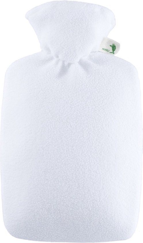 Kruik fleece wit met inhoud van 1,8 liter - Warmwaterkruiken met fleece hoes/kruikenzak
