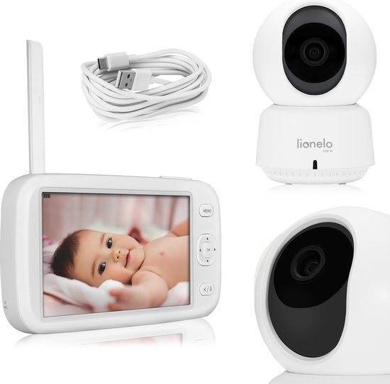Lionelo Babyline 9.1 Babyfoon - Full HD 360° Camera - 5-Inch Scherm en App - Bewegingssensoren - Tot 300 m Bereik