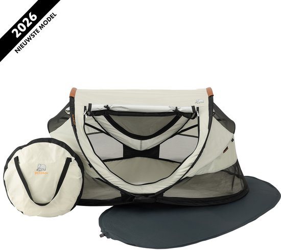 Deryan Peuter Luxe Campingbedje – Inclusief zelfopblaasbare matras - Inclusief leren handvatten - Ivory
