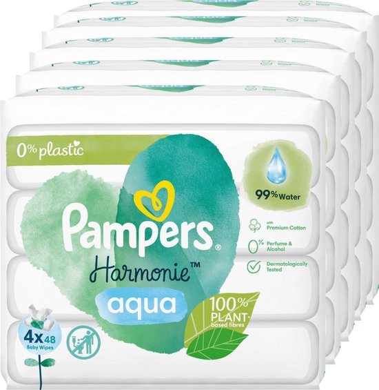 Pampers Harmonie Aqua babydoekjes - 960 billendoekjes - 20 x 48 doekjes - 0% plastic