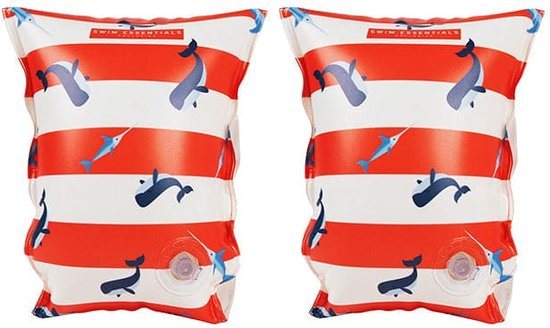 Swim Essentials Zwembandjes Rood Wit Walvis - Zwemvleugels - 0-2 jaar - 0-15 kg