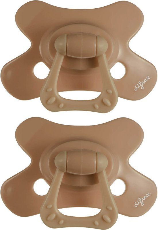 Difrax Natural Fopspeen - 6 tot 12 Maanden - Bruin - 2 Stuks