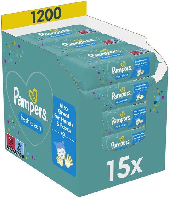 Pampers Fresh Clean Babydoekjes 15 Verpakkingen = 1200 Doekjes