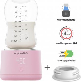MyBambini's Flessenwarmer Pro™ - Draagbare Baby Flessenwarmer voor Onderweg - Roze - Geschikt voor Smalle Hals Flessen van Dr. Brown's, Difrax, Medela & Nanobebe
