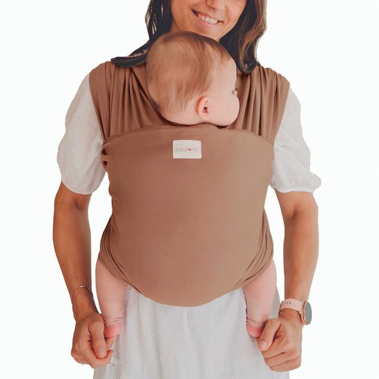 Babylonia Tricot-Slen Organic Ergonomische Draagdoek - Rekbare Baby Draagdoek voor Newborn t/m 15 kg - 100% Biologisch Katoen - Buikdragen - Gebroken Wit - Camel - Roest
