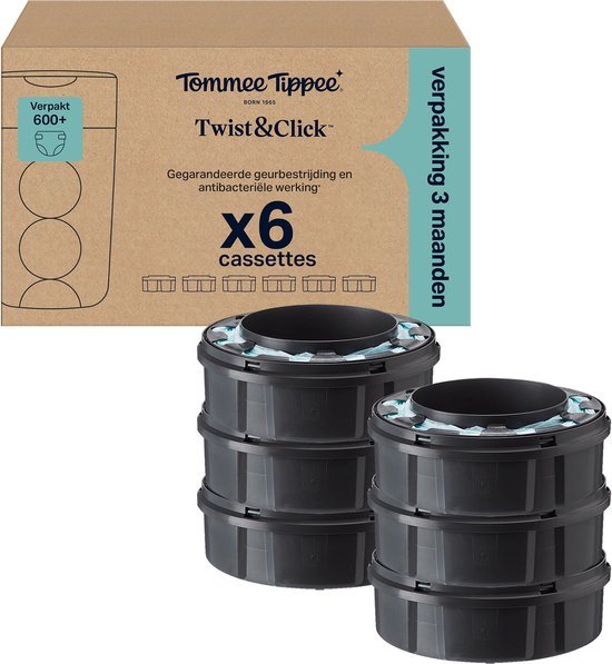 Tommee Tippee Twist & Click luieremmer navullingen - verpakking met 6 stuks - 6 x 10,5 m navulcassettes