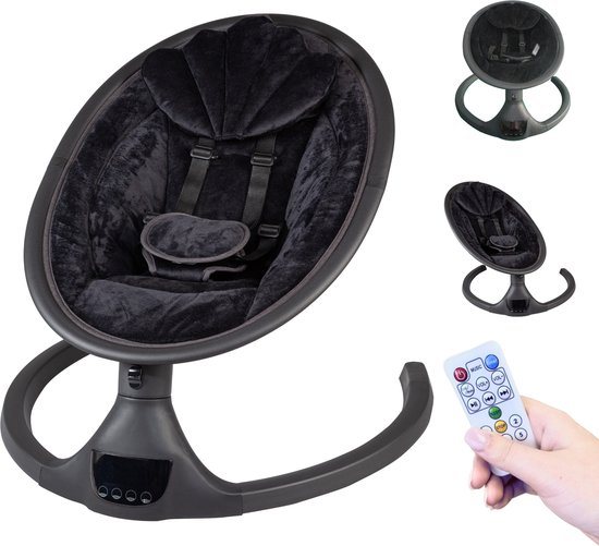 X Adventure Wipstoel Elektrisch Rocco / Schommelstoel Met Bluetoothfunctie & Afstandsbediening- Velvet Zwart