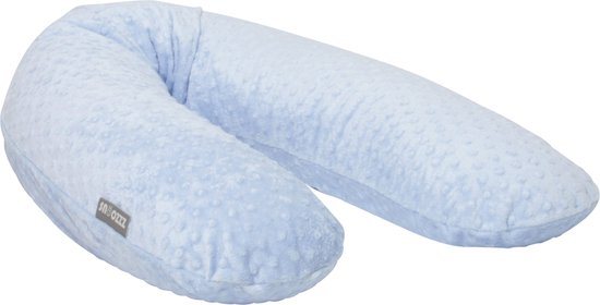 Snoozzz Voedingskussen Premium Kwaliteit - 185 cm – Microparel Vulling – Luxe Draagtas – Wasbare Hoes - Baby Blauw