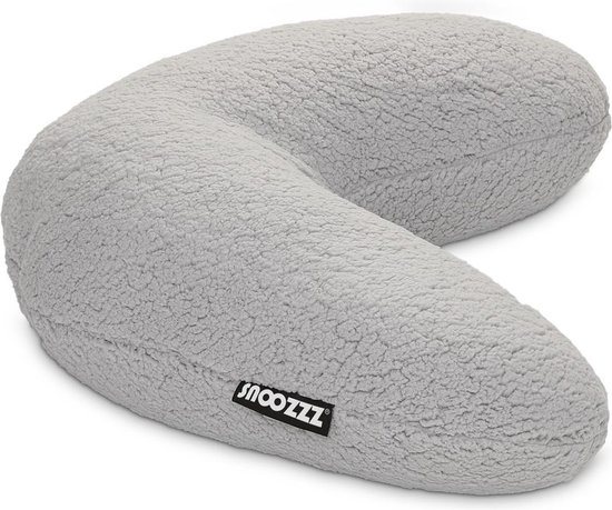 Snoozzz Voedingskussen Small met afneembare hoes - Fiber vulling - 120 cm - Teddy grijs