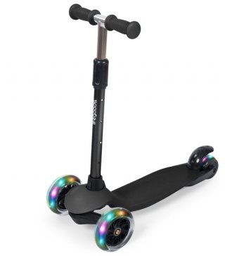 LifeGoods Kinderstep - Step 2-5 Jaar - 3 Lichtgevende LED Wielen - Hoogte Verstelbaar - Jongens/Meisjes - Zwart