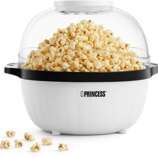 Princess 292980 Popcornmaker - Popcornmachine 450w - Transparant deksel - Serveerschaal - Rond - Knapperige en gezonde popcorn - met maatbeker - met smeltplaat voor boter - olie toevoegen mogelijk - Kinderfeestje