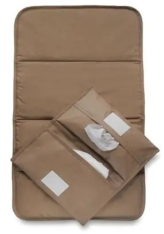 KipKep Napper Combi Verschonings-set - Coffee - bruin - verschoonmatje en luier-etuitje - rPET - wasbaar - waterafstotende zijde