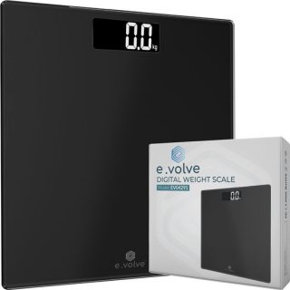 e.volve Weegschaal Personenweegschaal Digitaal - Zwart - Digitale Weegschaal - Incl. Batterijen - Weegschalen