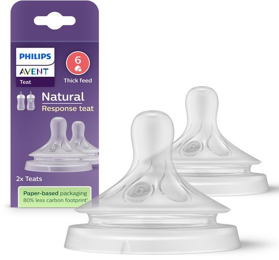 Philips Avent Natuurlijke Zuigreflex – Papspeen Snelheid 6, 6+ maanden, 2 stuks - SCY966/02 - Flesspenen