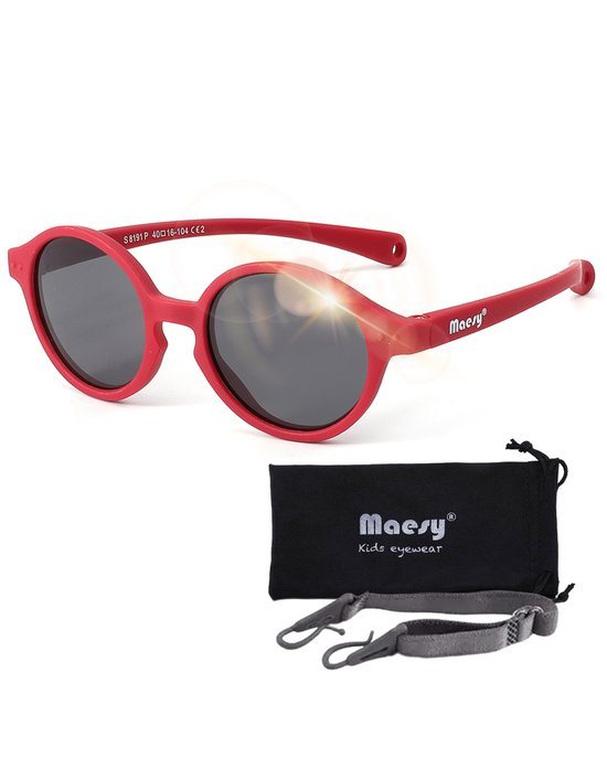 Maesy Baby Zonnebril Noah - 0 t/m 2 Jaar - Elastiek - Flexibel - UV400 Bescherming - Rood