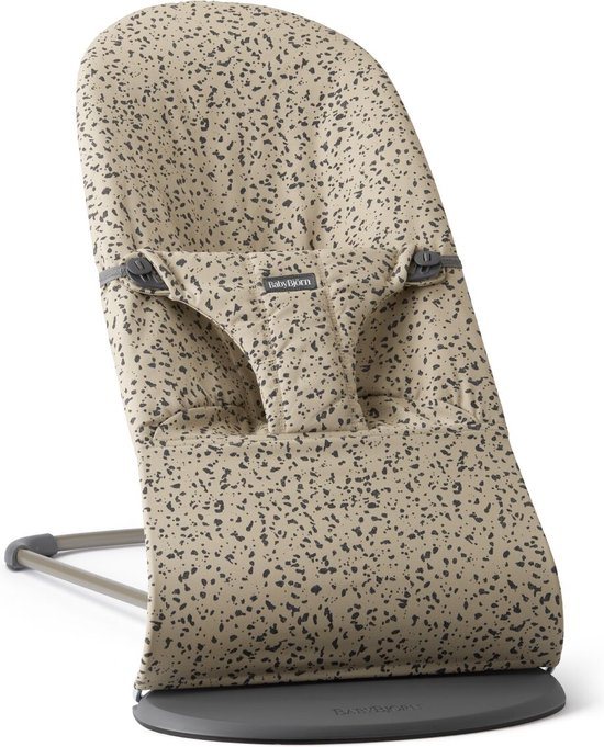 BabyBjörn Wipstoel Bliss - Geweven - Beige Donkergrijze Print - Ergonomisch - Verstelbaar - Inklapbaar