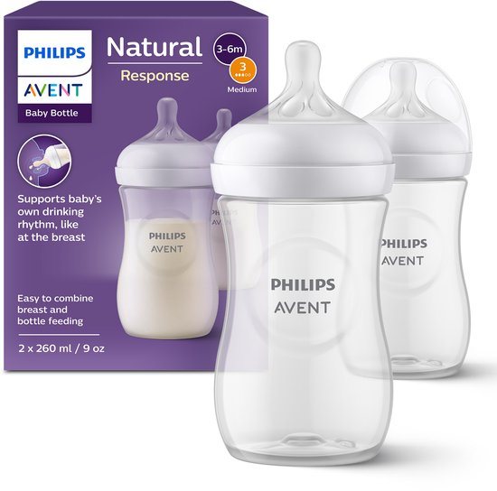 Philips Avent Natural Response babyfles - 2 stuks - 260ml - flow 3 - SCY903/02