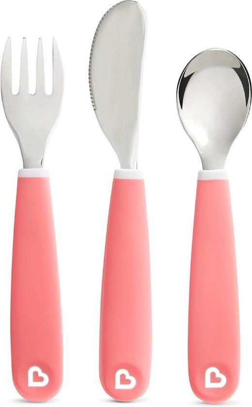 Munchkin kinderbestek - Splash Kleuter Besteksetje - Vork, Mes en Lepel - Set van 3 - Kinderbestekset - Kleur Roze - vanaf 18 maanden