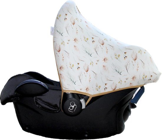 Wallabiezzz Zonnekap geschikt voor Maxi Cosi - Zonnescherm - Autostoel groep 0+ - Cabriofix, Pebble, Rock - Pasteltint - Bloemen