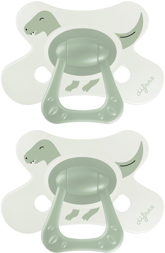 Difrax Natural Fopspeen - 18+ Maanden - Dino - Groen - 2 Stuks
