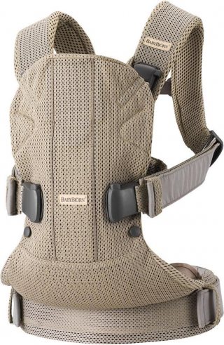 BabyBjörn Draagzak One Air - 3D Mesh - Grijs-beige - Buikdrager - Rugdrager – Ergonomisch – Ademend