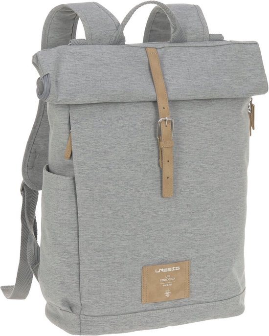 Lässig - Verzorgingstas - Rolltop Rugzak - Green Label - Grijs Melange - Limited Edition