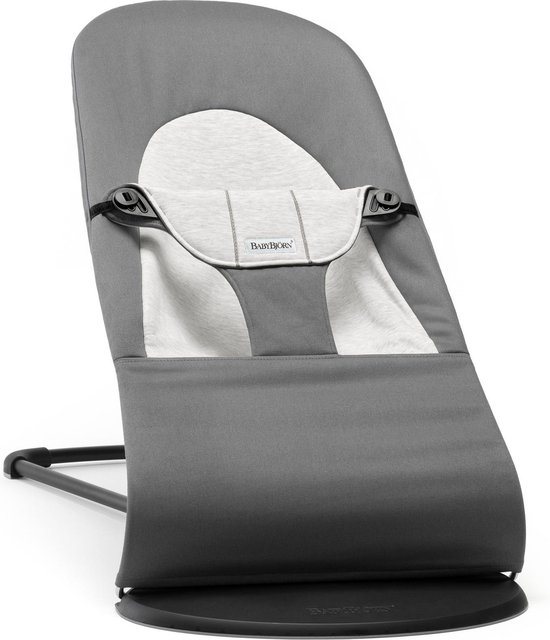 BabyBjörn Wipstoel Balance Soft - Cotton-Jersey - Donkergrijs-Grijs - Ergonomisch - Verstelbaar - Inklapbaar