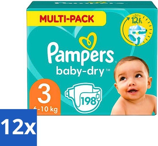 Pampers - Baby-Dry - Luiers - Maat 3 (6-10 kg) - 198 Luiers - Voordeelverpakking - 12 stuks