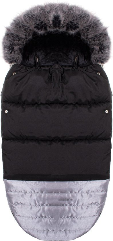 Springos Voetenzak | Voetenzak Buggy | Voetenzak Autostoel | Universeel | 90 cm | Zwart/Zilver