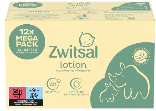 Zwitsal - Billendoekjes Lotion - 12 x 65 - 780 babydoekjes